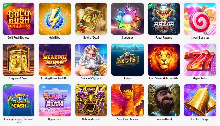 A selection of casino games available at NZ online casinos